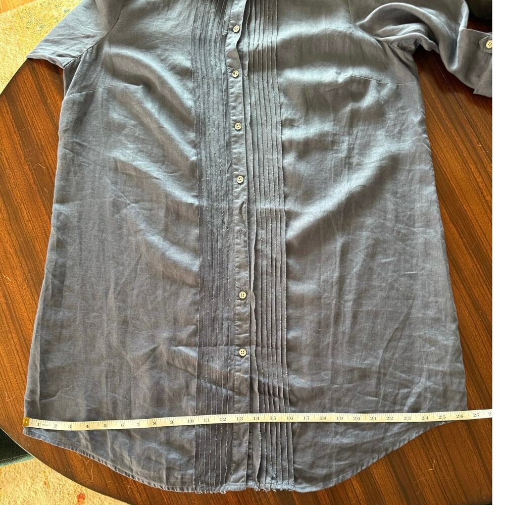 J.Jill Linen Blue Pin-tuck Roll-tab Sleeve Mini Shirt Dress Sz 1 X Plus - Picture 8 of 12